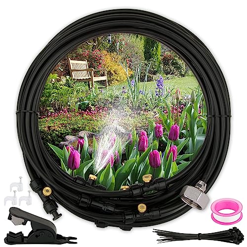 BOFUNX Sistema Nebulización Kit Nebulizador Sistema Riego Automático con Boquilla de Nebulizadora de Latón 0.4mm+Manguera+Conector de Boquilla Tobera T para Exterior Jardín Terraza Plantas
