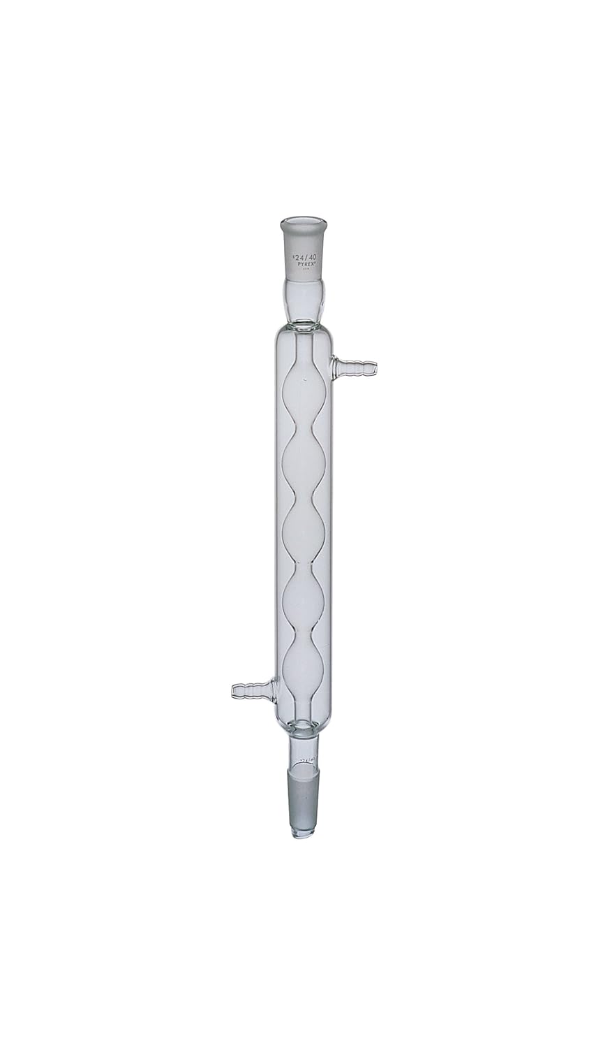 Pyrex Borosilicate Glass Allihn Condensers with 24/40 Standard Taper Outer and Inner Joints, Drip Tip, 10 Bulb, 600mm Jacket Length
