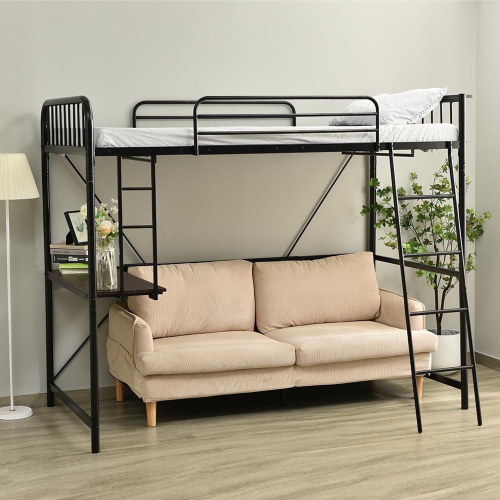 Amazon｜ロフトベッド 机付き コンセント付き S シングル 耐荷重120kg