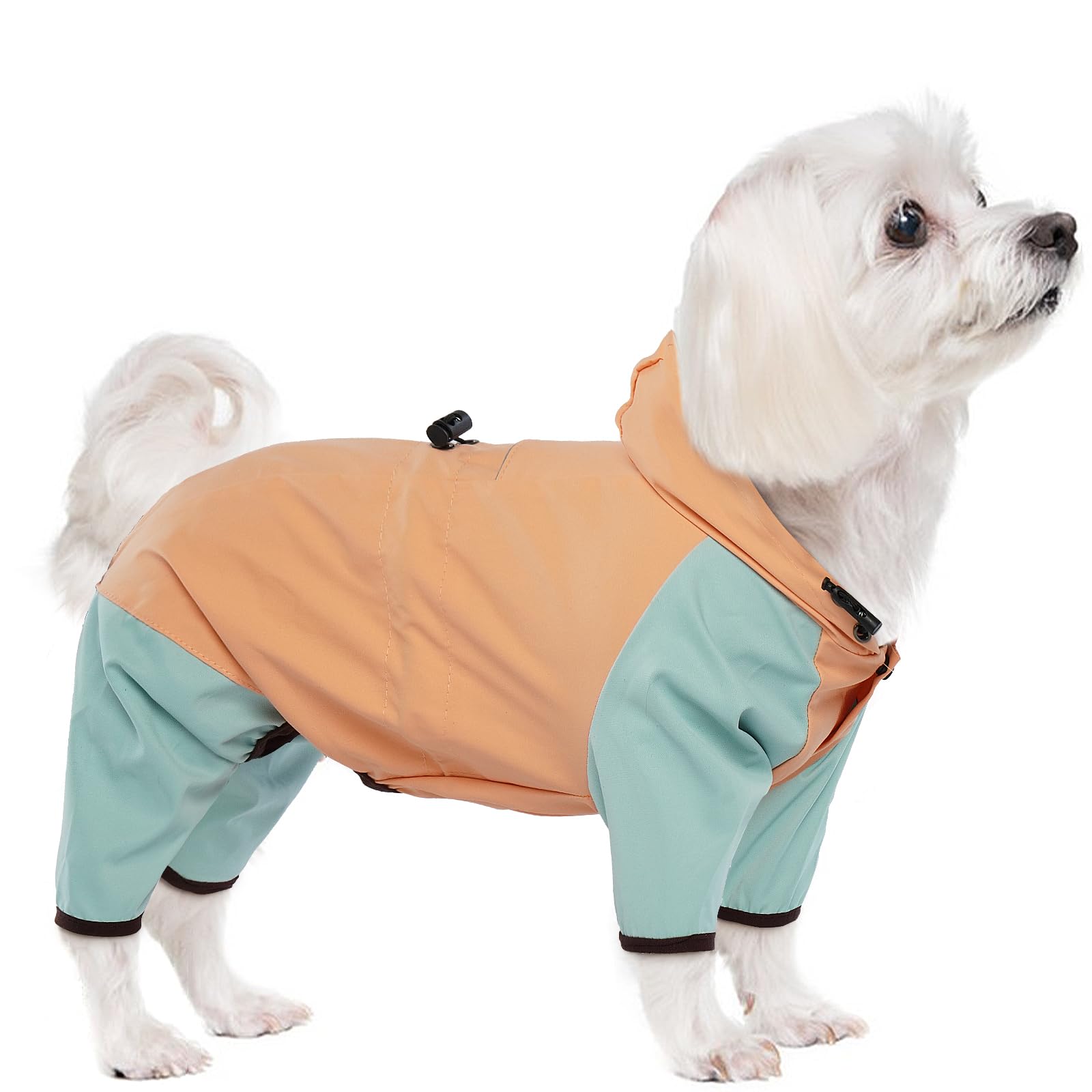 BRKURLEG Dog Raincoat for Small Dogs, 4 Legs Dog Rain Jacket, Pet Waterproof Rainproof Jacket with Leash Hole Reflective Pet Poncho for Small Dogs Boy