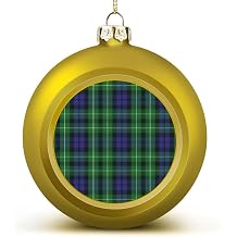 Scottish Clan Graham Tartan Plaid Compact Circular Christmas Ball, Festive Banquet Decoration Golden-Scottish Clan Graham Tartan Plaid 4PCS
