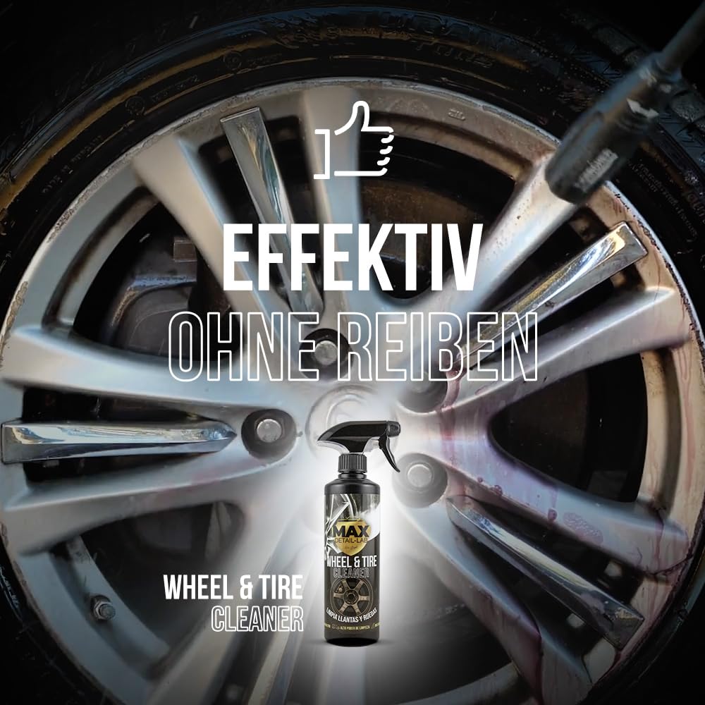 MAX DETAIL-LAB - Wheel & Tire - Felgenreiniger Auto Motorrad Säurefrei, Felgen Reiniger Alufelgen, Dreifache Wirkung ohne Reiben, Entfetter Detailing Waschen Autopflege Reinigung Aussen 5L