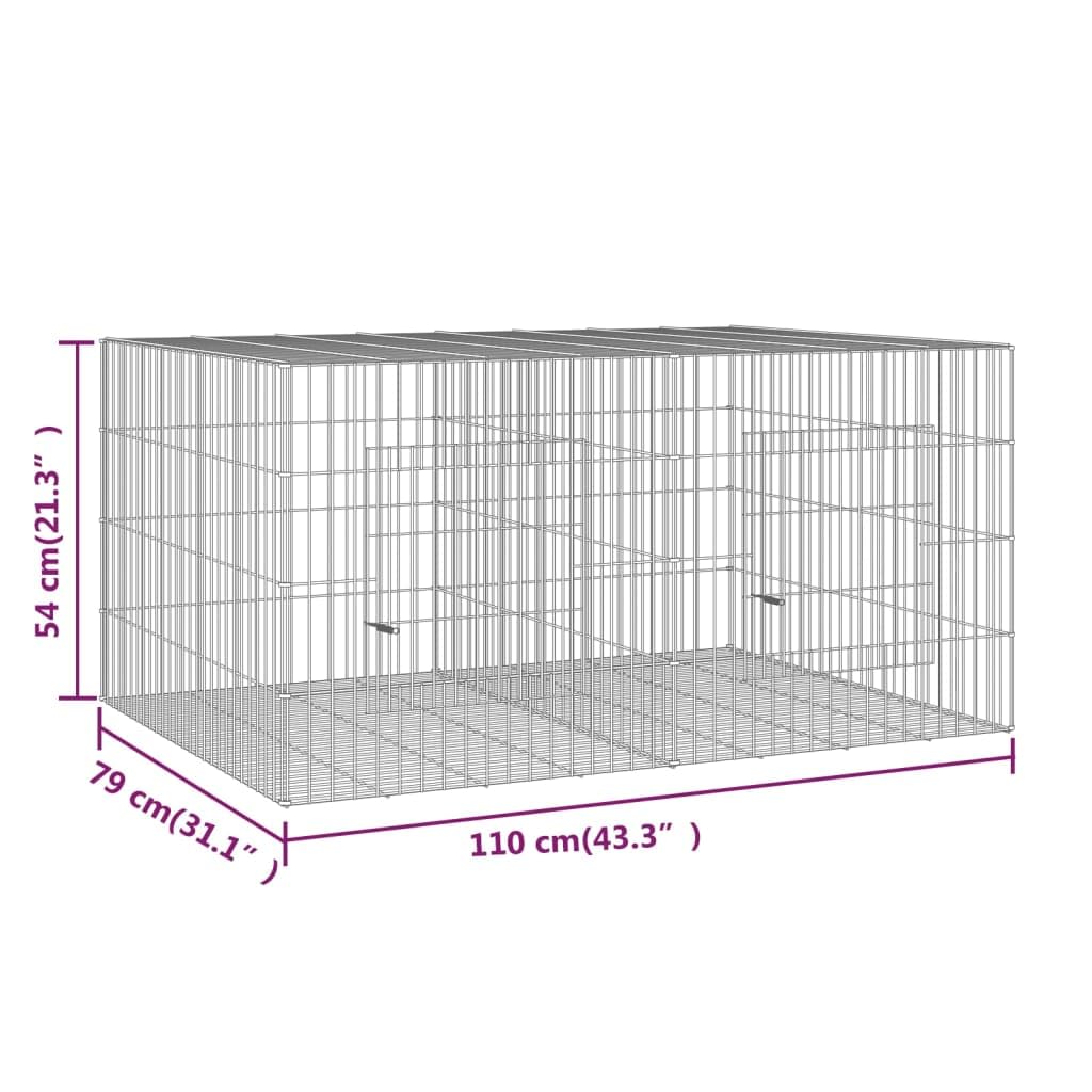 Kaninchenkäfig, 2 Paneele, 110 x 79 x 54 cm, verzinktes Eisen, silberfarben, 02_0041685