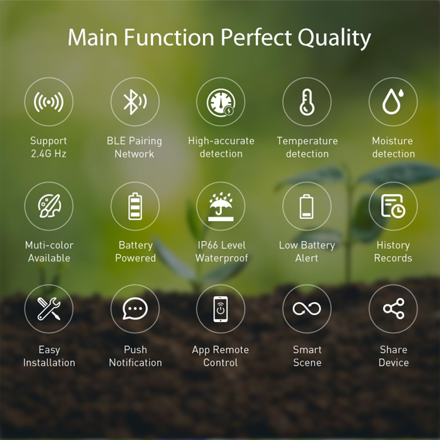 Sensor inteligente de suelo WiFi: medidor inteligente de humedad del suelo con aplicación de monitoreo en tiempo real, probador de suelo con medidor de humedad/temperatura para jardín, granja e