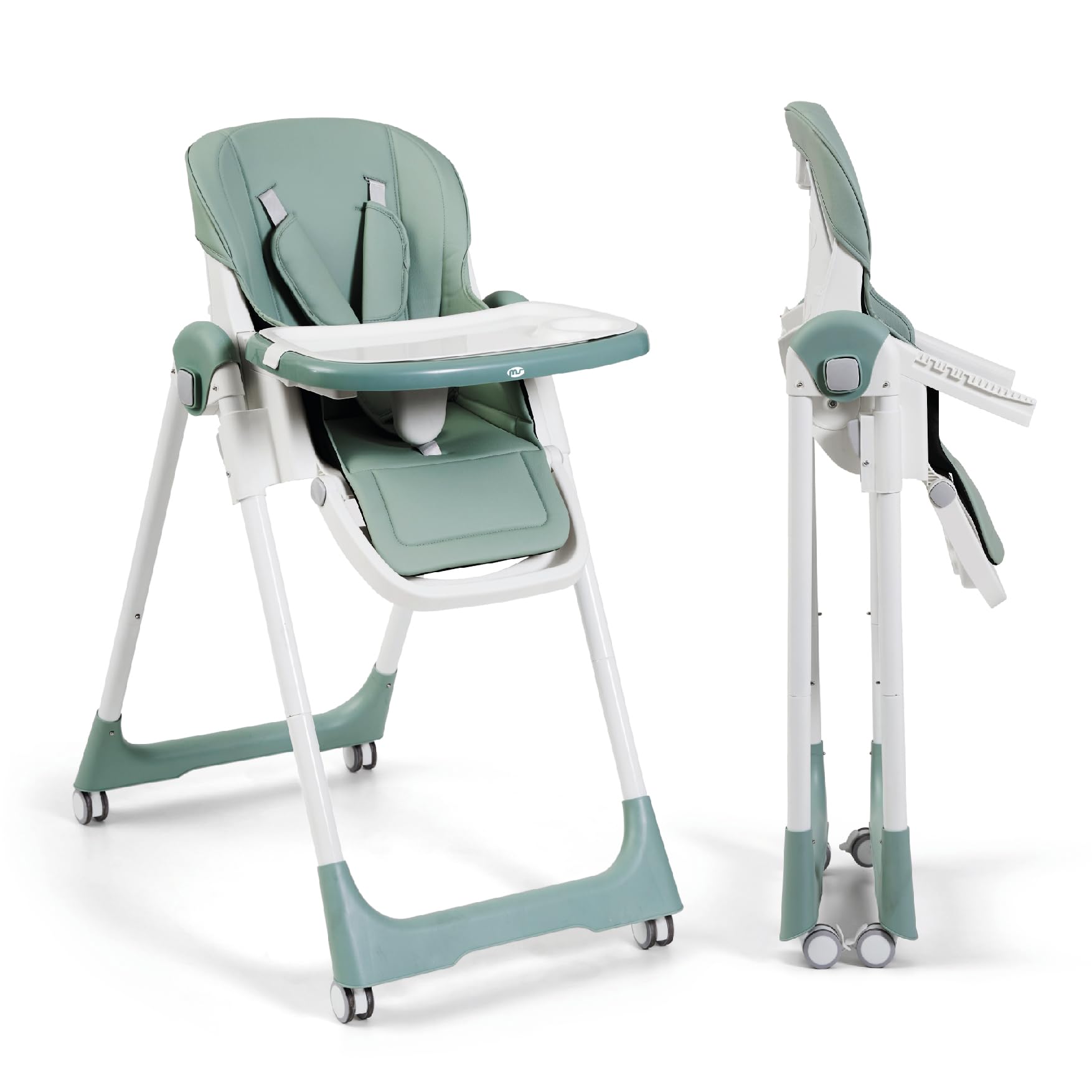 Ms BabyWorld - Trona Para Bebe Evolutiva Tasty | 7 Posiciones De Altura y 3 De Reclinación | Bandeja Extraíble y Reposapiés Regulable | Portatil, Plegable, Hasta 3 años (Blanco)
