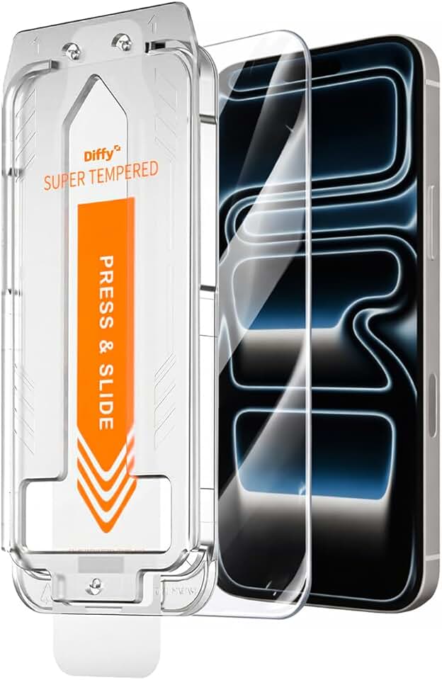 Diffy Película de Vidro uGlass 9H com Aplicador para iPhone 15 Pro | Instalação Fácil, Alinhamento Perfeito e Cobertura Completa