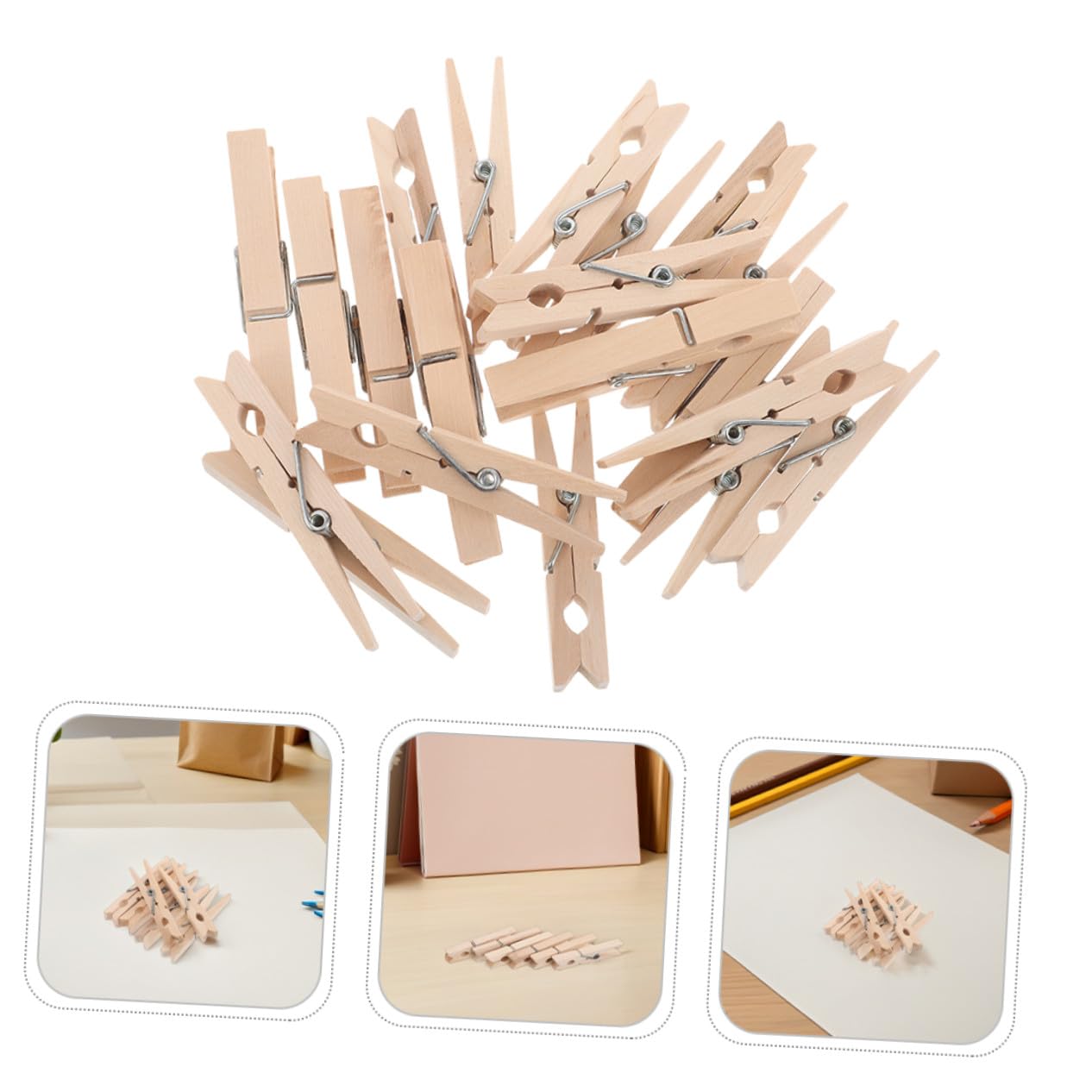 70 Piezas Pinzas de Madera Naturales para Colgar Ropa y Manualidades Clips Resistentes al Viento para Calcetines Toallas Fotos y Notas de Unidades Diseño Compacto y Acabado sin