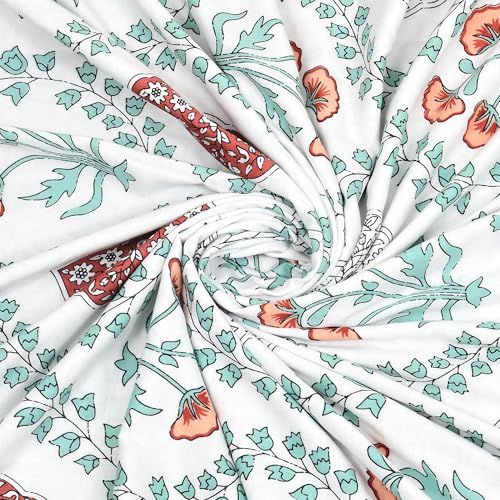 Image of BLOCKS OF INDIA Hand Block Printed Cotton Single Size Reversible Malmal Dohar for Summer (Brick Motifs)