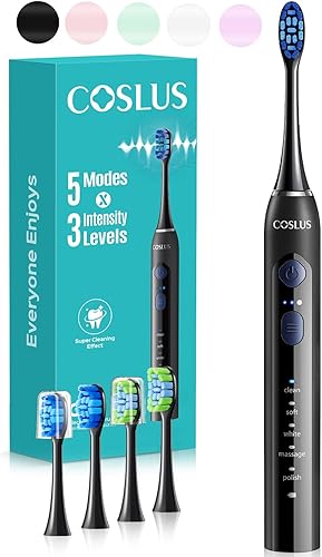 Miniatura 11 de COSLUS Cepillo de dientes eléctrico C30 para adultos: 3 intensidades y 5 modos personalizados para una sensación efectiva pero suave ultra limpia, 2