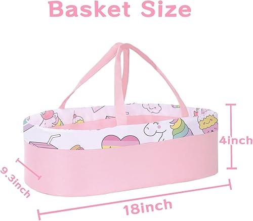 Miniatura 4 de K.T. Fancy Moisés y accesorios para muñeca de bebé de color rosa cremoso, 8 unidades, para muñecas de 14 a 18 pulgadas, ropa de muñeca de bebé y