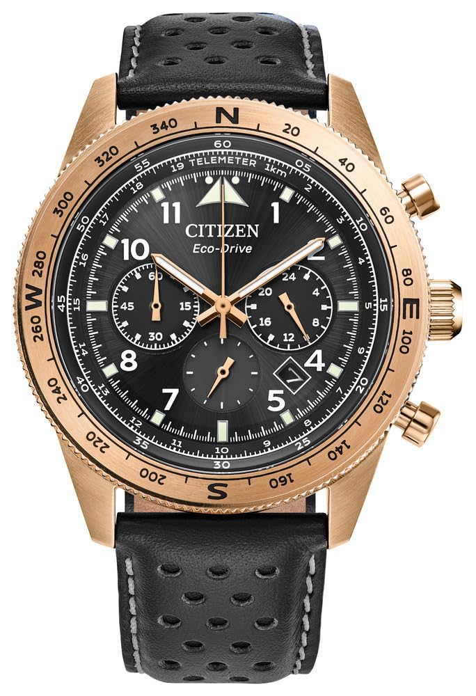 Citizen Mens Japanese Eco-Drive Watch 43mm Rose Gold-Tone