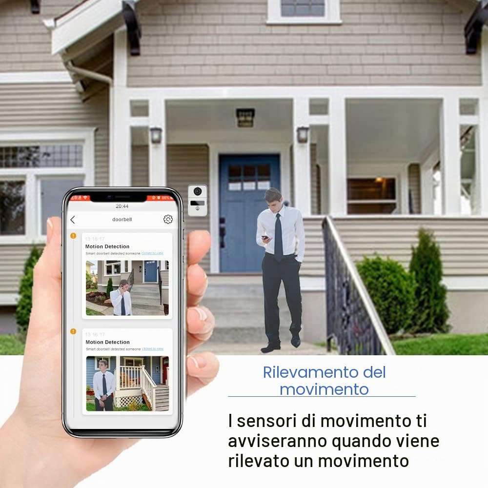 Sistema videocitofonico a 2 fili dell'appartamento 1080P Camera 7 pollici Touch Monitor, kit videocitofono WiFi per la casa, rilevamento del movimento (1 nero Campanello + 2 nero Monitor)