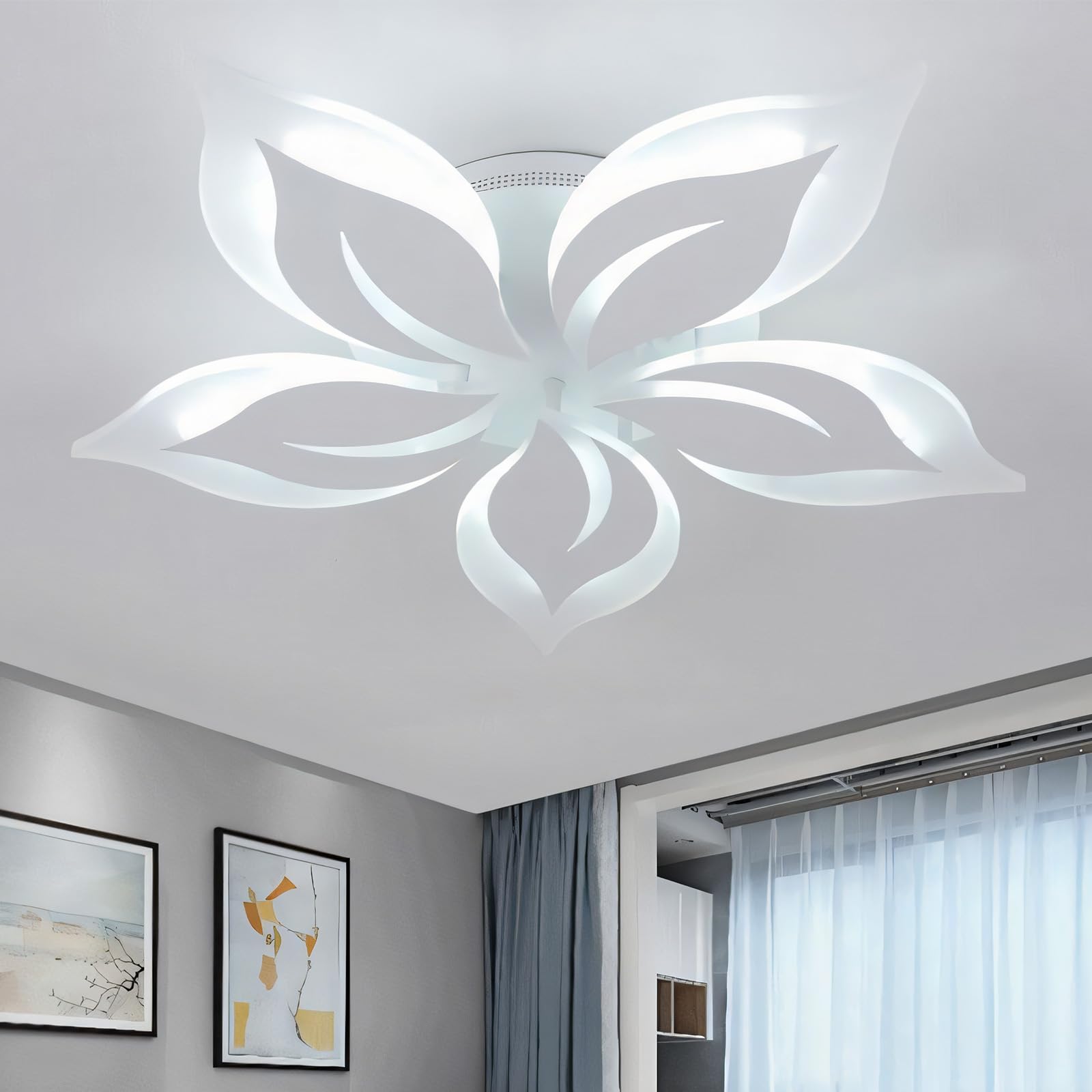 Lampa Sufitowa LED Kwiat Pilot APP Nowoczesna Lampa Sufitowa Duża Możliwość Przyciemniania 3000K-6000K Oświetlenie Sufitowe W Salonie 50W Inteligentne Do Sypialni, Przedpokoju, Jadalni