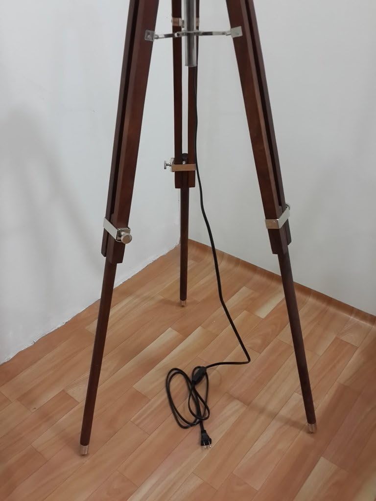 Thor Classical Nautical Vintage Tripod Wooden Floor Lamp Transit Shade Light Fixture Antique Old Style Rustic Vintage Home Decor Gifts