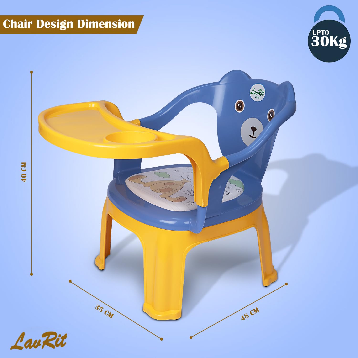 LavRit Plastic Baby Feeding Chair, with Tray Chair/Booster Plastic Chair for Kids/Feeding Chair for Kids,Portable Eating/Safe Chair(1-3 Years)/Upto 20 Kgs 4