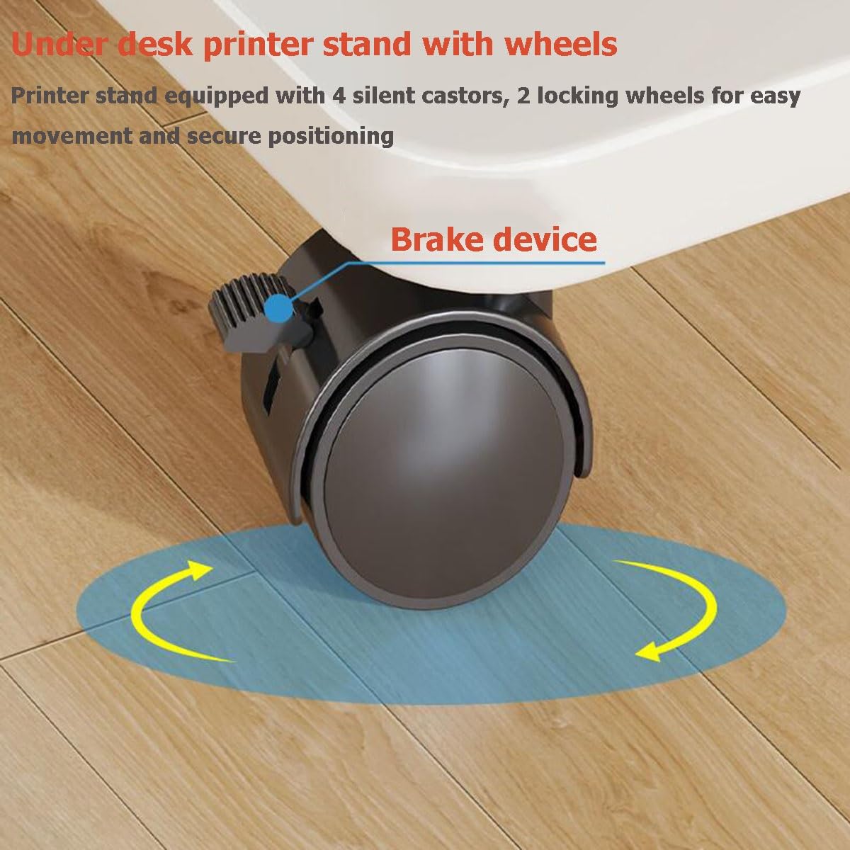 Supporto per Stampante con Ruote bloccabili, ripiano Mobile per Stampante/fotocopiatrice, Design Quadrato in Legno, Ideale per casa o Ufficio.