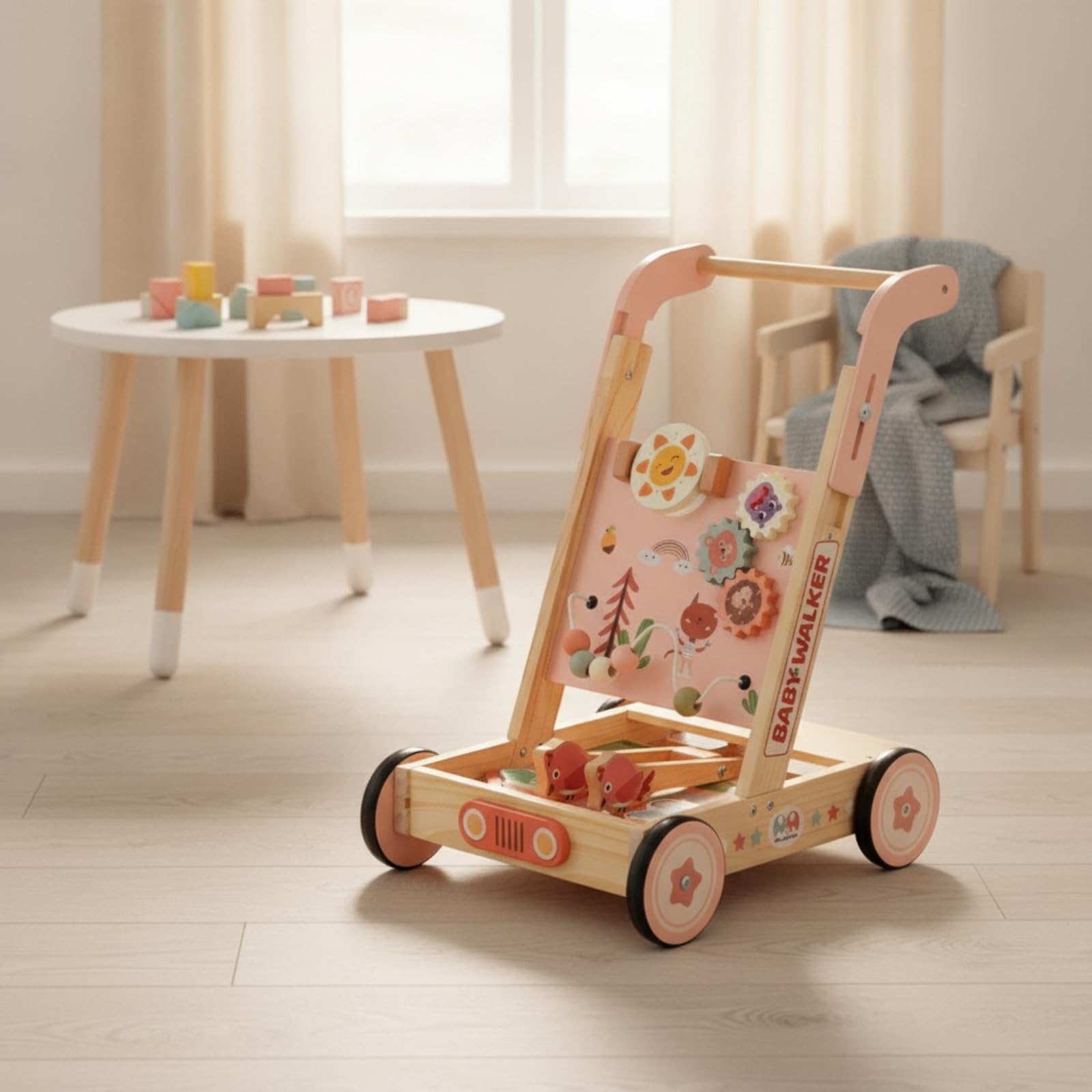 Qianly Caminadora para Estable | Altura Ajustable, caminador con Ruedas, caminador Multifuncional, para Habitación Infantil