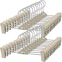 Vista 11 de Perchas para pantalones con clips, paquete de 50 – Perchas apilables para faldas cortas con clips que ahorran espacio – Antideslizantes, ajustables
