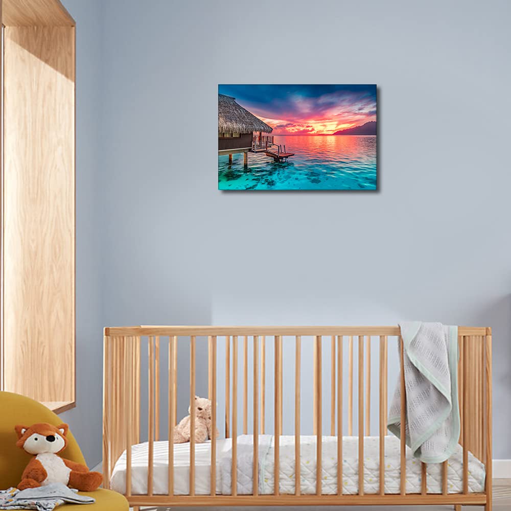 Generic Wall Art, Photograph, Framed, Canvas, Contemporary Style, Colorful Scenic Landscape with Clouds and Sky, 12x18 inches - Image 2