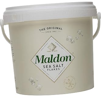 Maldon Salt Company Maldon Salt, Sea Salt Flakes, Resealable Tub, Kosher, Natural, Handcrafted, Gourmet, Pyramid Crystals, 3.08 Pound 1.4 kg