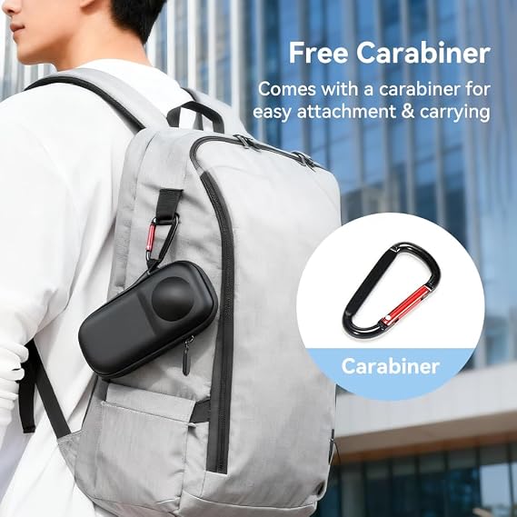 Omnpak Case for Insta360 X5, Portable Carrying Case Hard Shell Protective Cover Travel Storage Case with Wrist Strap, Carabiner