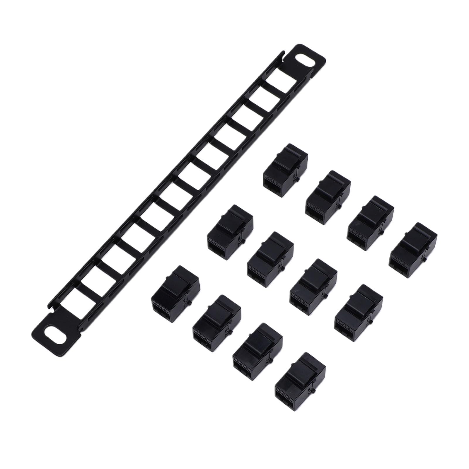Panneau de Brassage 12 Ports 0,5U CAT6 avec 12 Coupleurs Passe-partout pour Support Mural D'armoire Réseau de Support de Serveur de 10 Pouces