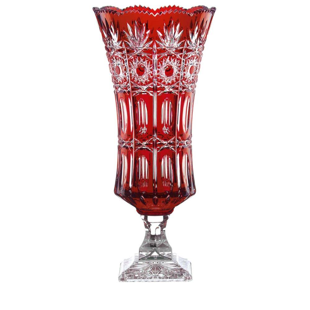 ARNSTADT KRISTALL Vase Dresden Ruby Red (43 cm) – Crystal Glass Hand-Blown · Hand-Cut · Handmade in Germany