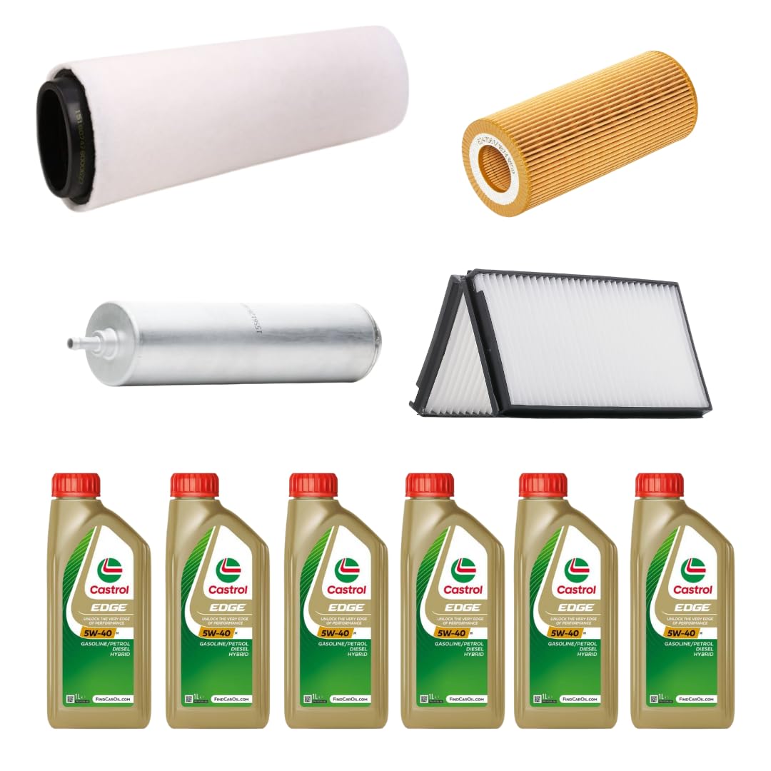 KIT TAGLIANDO COMPLETO FILTRI + OLIO CASTROL 5W30 COMPATIBILE CON BMW 525D 530D E60
