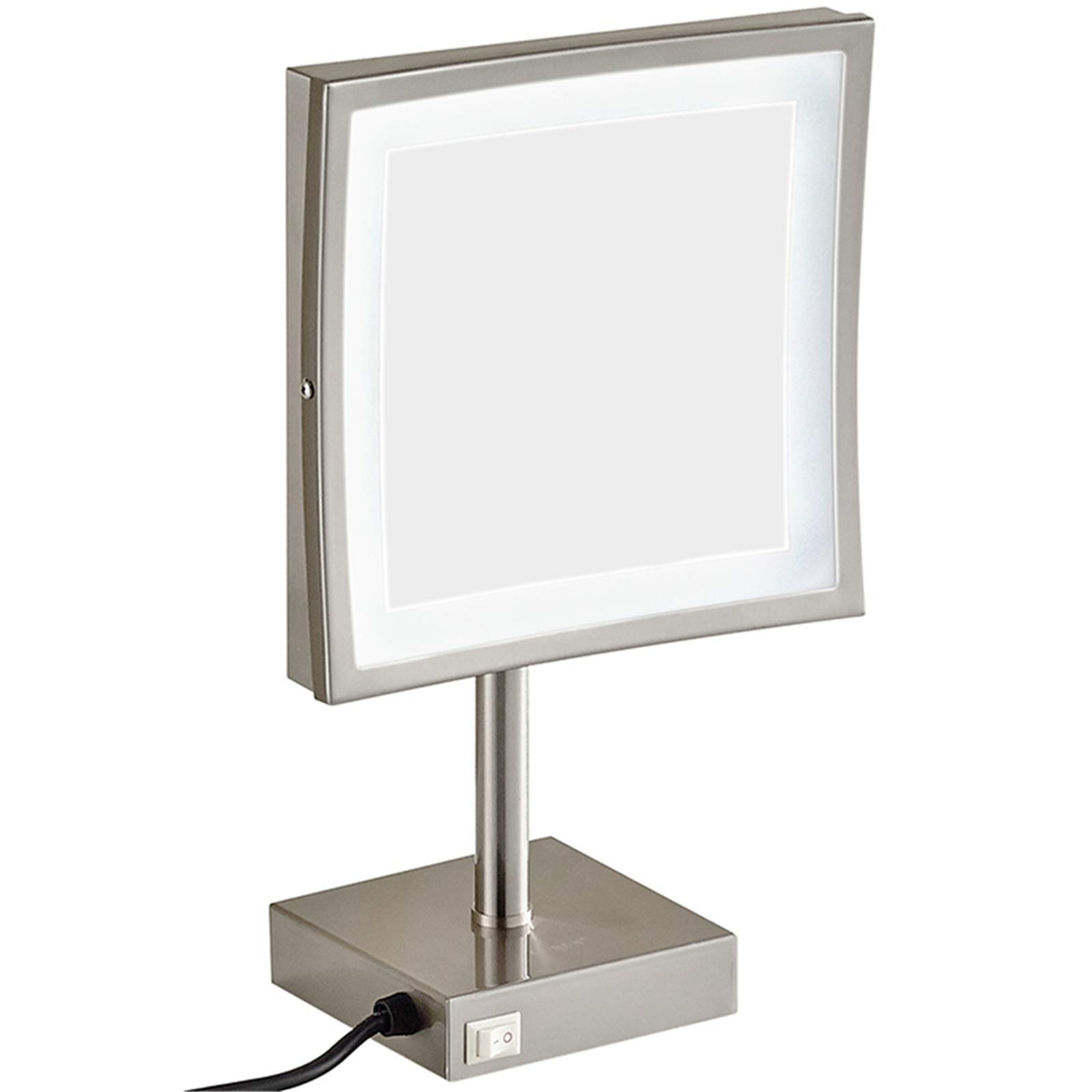 CFGJerWR Wall-mounted cosmetic mirror, 8-Inch Brass Illuminated Makeup Mirror with Light and 3X Magnification Countertop Vanity(Nickel)