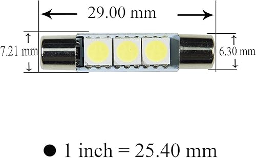 Miniatura 4 de PA 10 luces LED 5050 3SMD Fusible Festoon Bombilla de cúpula interior y luz de espejo de tocador para interior de automóvil (1.142 in, azul)