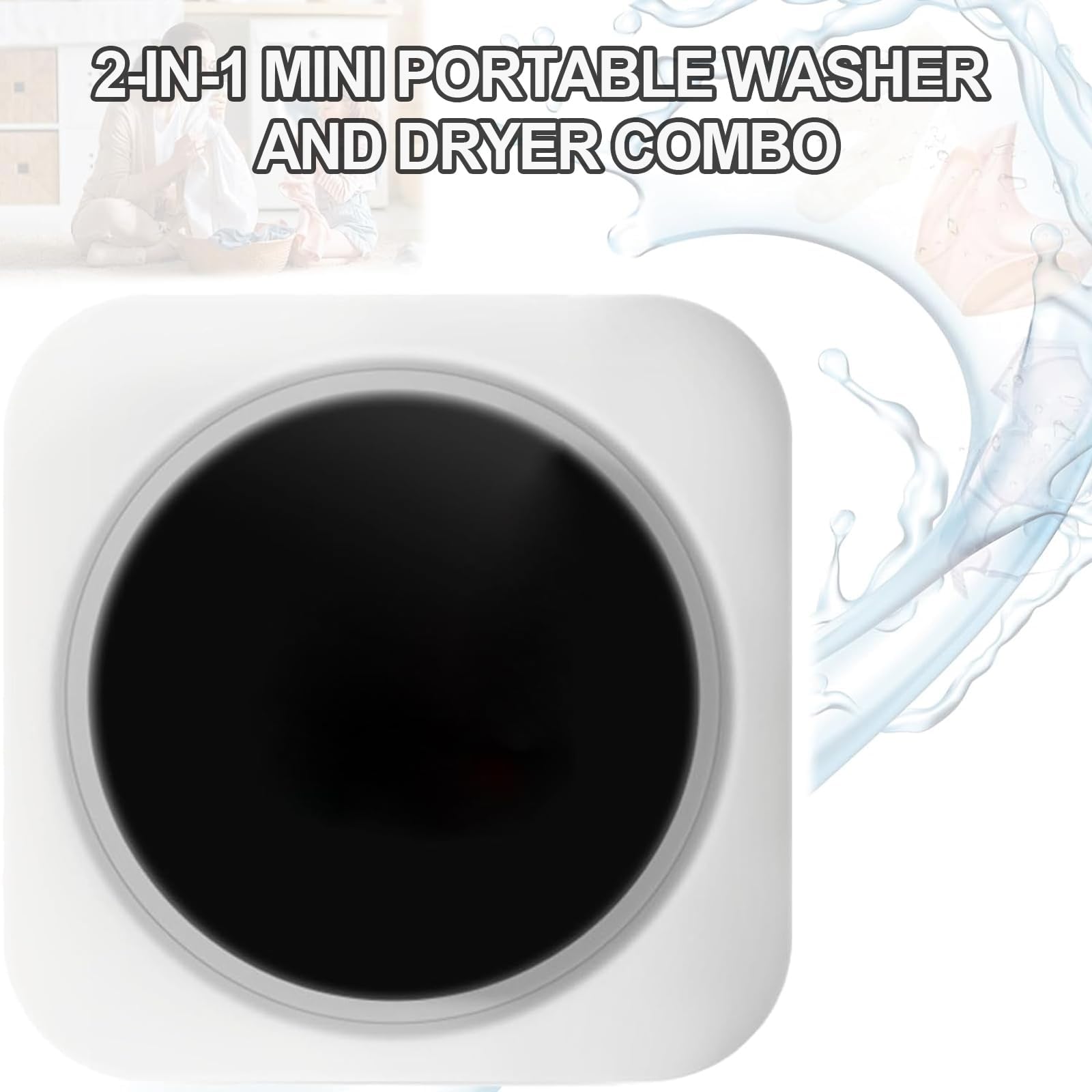 2-in-1 Mini Tragbare Wasch- und Trockner-Kombination, Fronttrommel-Design mit LCD-Panel, Wandmontage und Desktop-freundlich, 3,5 l Edelstahlwanne, Smart Touch, ideal für kleine Kleidung, Unterwäsche