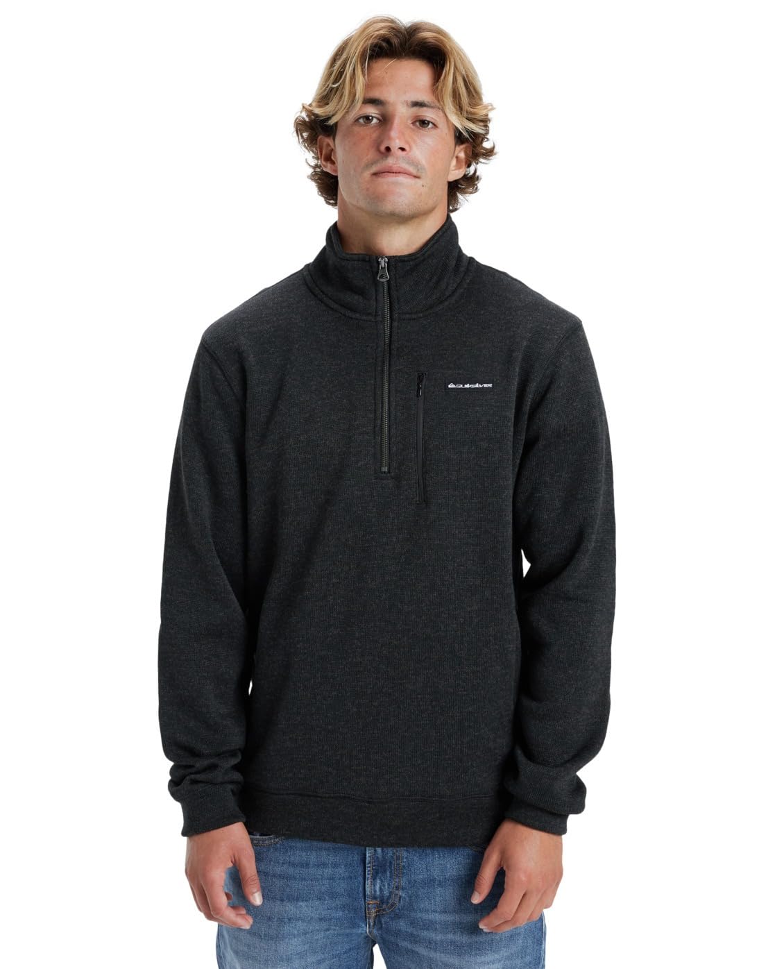 Quiksilver Men's Black Heather Keller - Half-Zip Sweatshirt For - Half-Zip Sweatshirt - Black