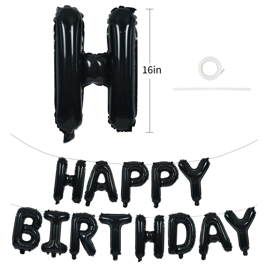 Happy Birthday Balloons Banner - Black Letter Balloons -2