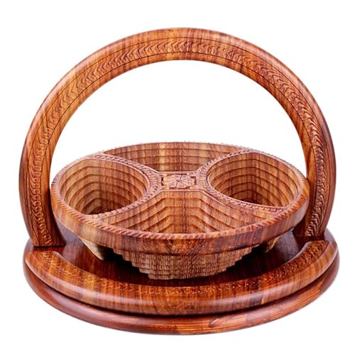 DDMDBYHRY Handmade Wood Carving Fruit Plate Wooden Collapsible Fruit Basket Unique Foldable Walnut Basket for Fruit, Bread and Nuts 11 DDMDBYHRY Handmade Wood Carving Fruit Plate Wooden Collapsible Fruit Basket Unique Foldable Walnut Basket for Fruit, Bread and Nuts 11