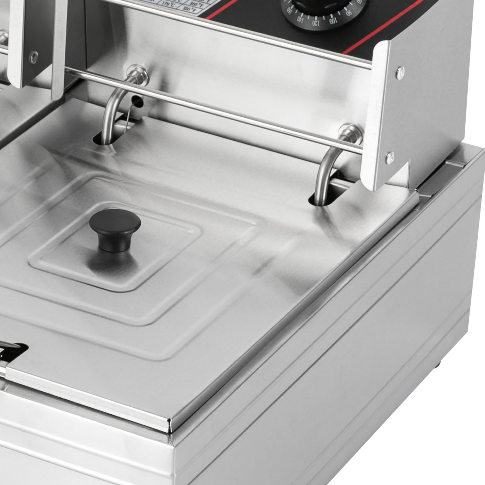 Freidora doble de acero inoxidable, doble tanque freidora eléctrica con tapa, 2 x 6 l, control de temperatura 60-200 ℃, freidora para asar pescado entero o pavo