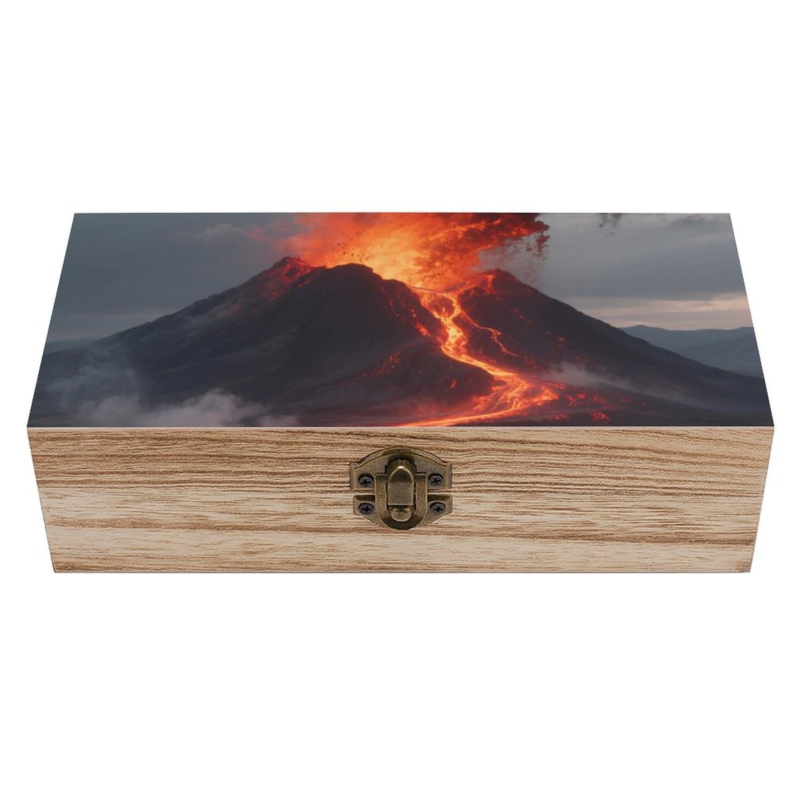 FodPand Decorative Keepsake Box Wooden Storage Boxes with Hinged Lid Handmade Volcano Wood Organizer Memory Treasure Box for Jewelry Craft Card Photo Storage Wedding Bridal Shower Gifts