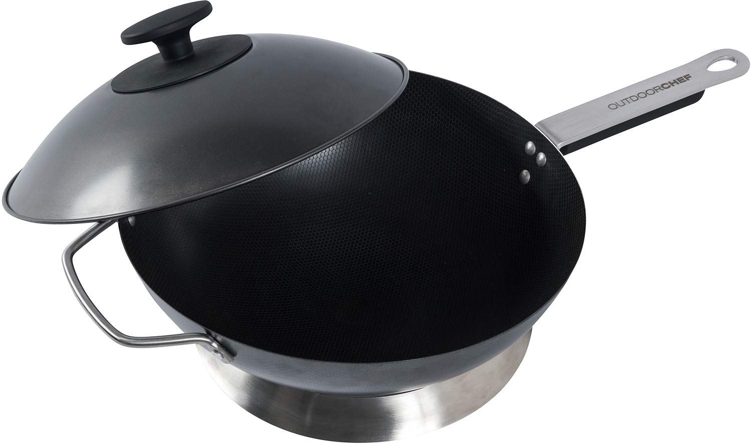OUTDOORCHEF Wok Carbonstahl mit Deckel + Wokring