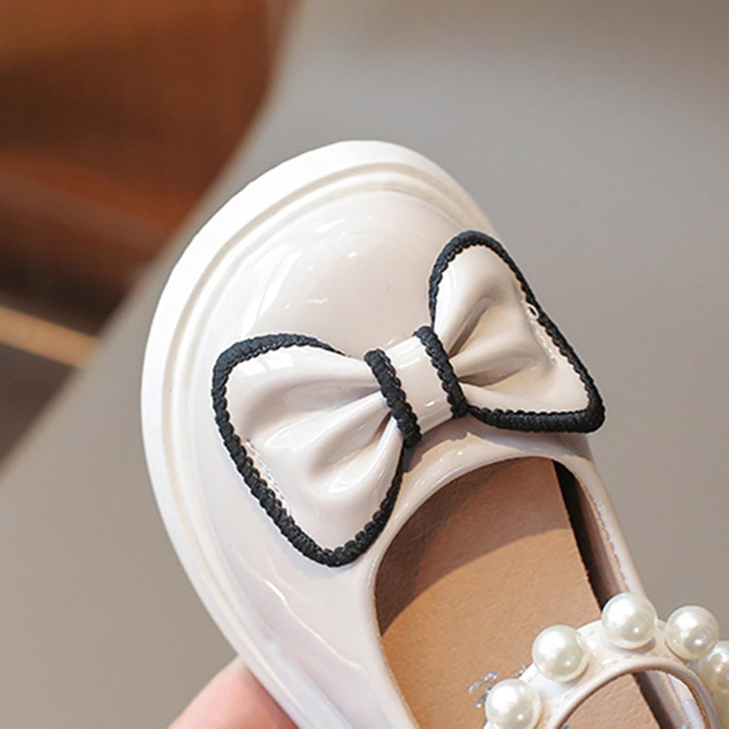 Flat Mary Jane Shoes for Girls Non Slip Dress Shoes Bow Chunky Wedding Soft Sole Leather School Shoes