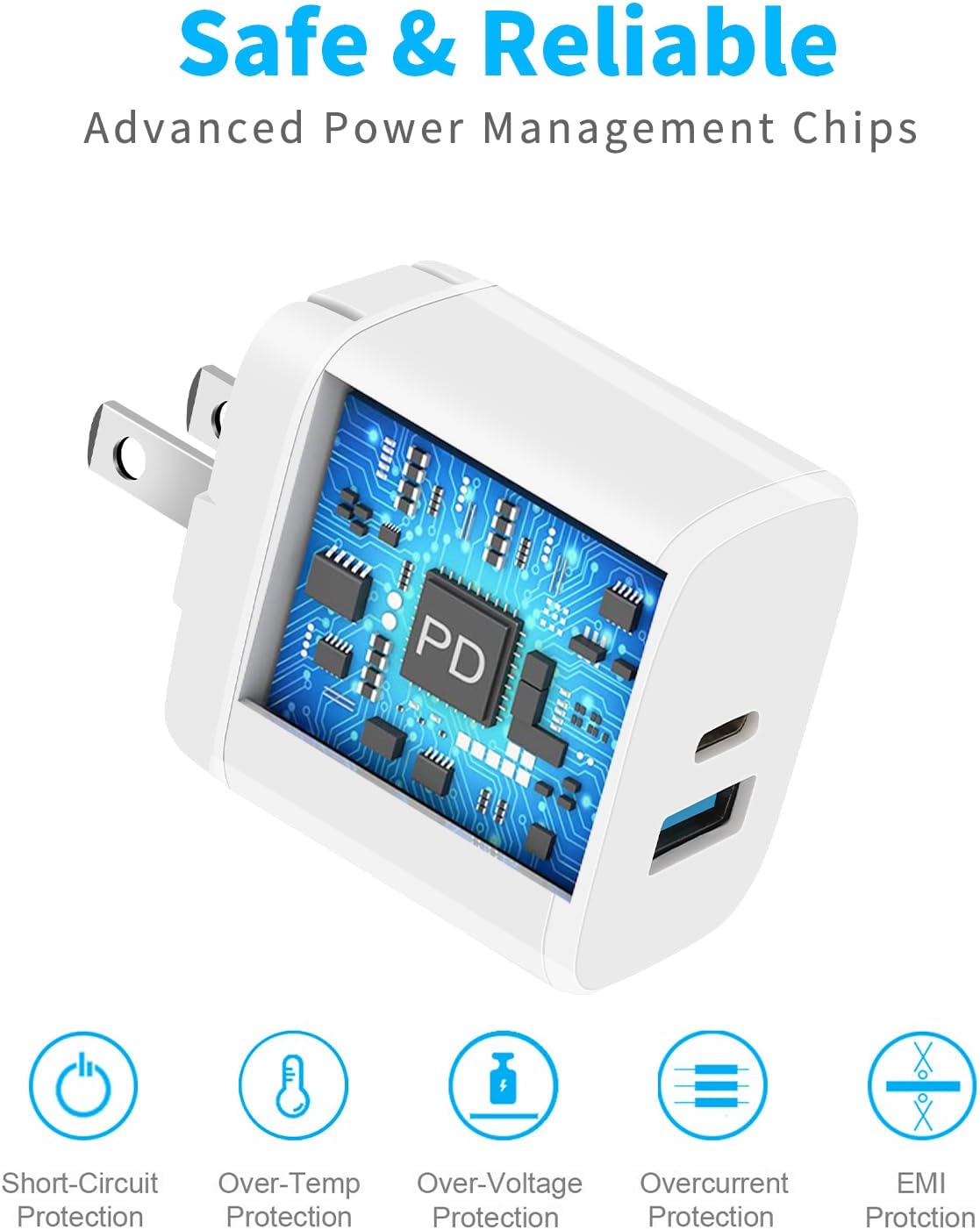 [2 Pack] Foldable 20W Dual Port Charger Block Used for an iPad Charger,ipad pro, iPhone 17.1615, or iPhone 14 - Image 3