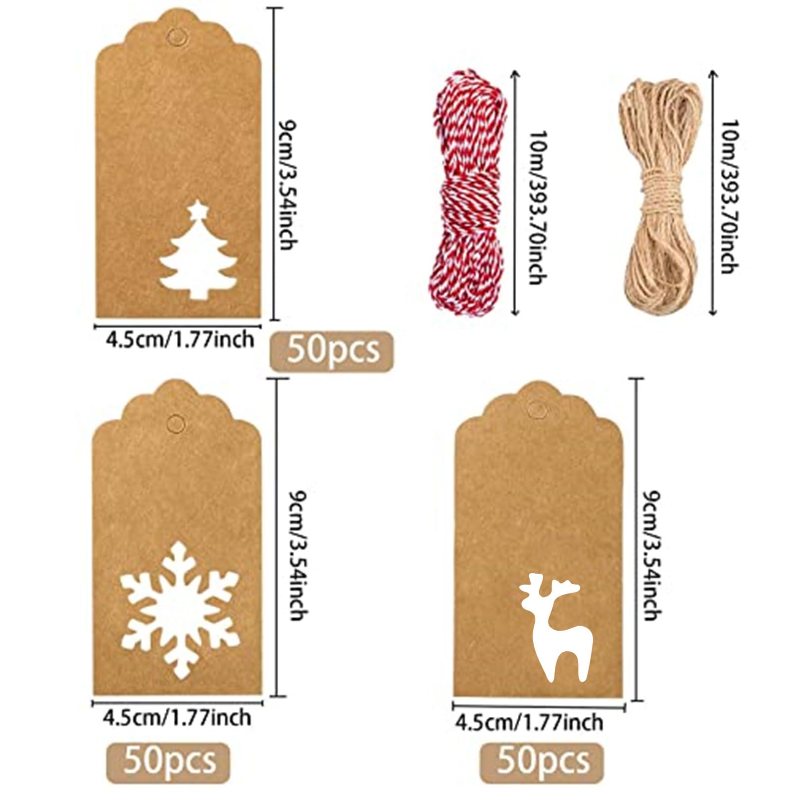 150 Papier Kraft Etiquettes Cadeaux Noel Balise Gift Tags