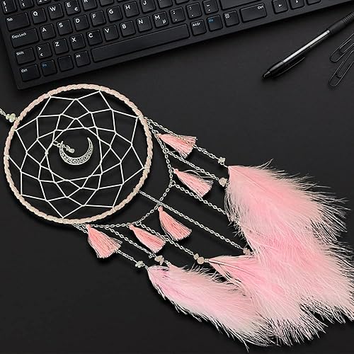 Miniatura 6 de Atrapasueños rosados y nativos hechos a mano atrapasueños para niños y niñas, dormitorio, pared, decoración para colgar en el hogar