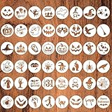 BAISDY 48Pcs Small Halloween Stencil Reusable Pumpkin Ghost Spider Painting Stencil for Wood DIY Craft, 3in