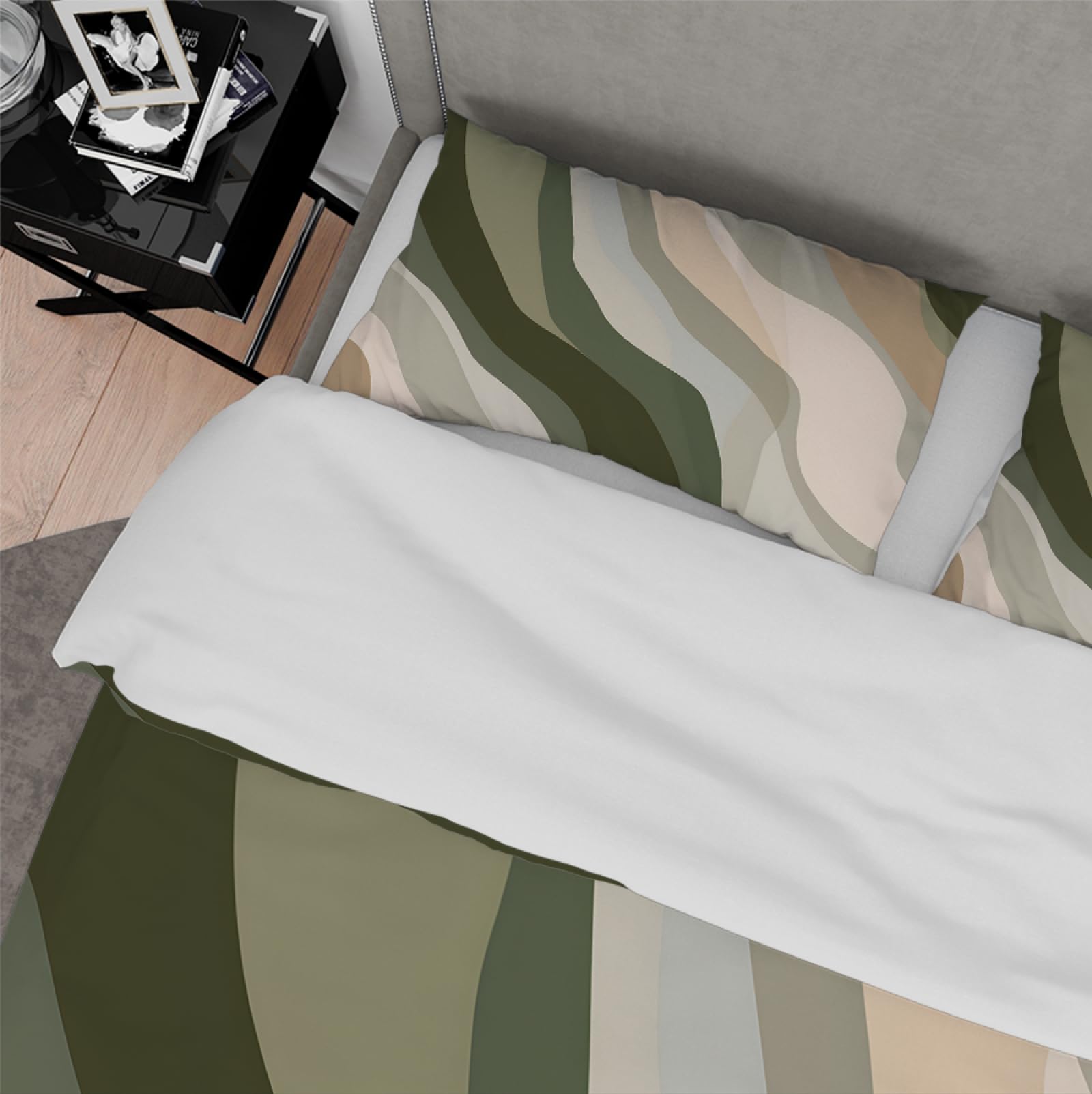 Styl skandynawski abstrakcyjna plaża oddychająca poszwa na kołdrę gładka linia sztuka miękka prana mikrofibra zestaw pościeli z ukrytym zamkiem 180x220cm