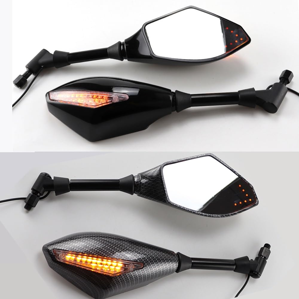 2 X Światła Lusterka Boczne Ze Wskaźnikiem Sygnału 10 Mm Lusterko Wsteczne Motocykla Uniwersalne Akcesoria(B)