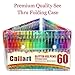 Caliart Glitter Gel Pens for Adult Coloring Books Glitter Pens Neon Colored Pens Art Markers for Drawing Doodling Crafts Scrapbooks Journal (60 glitter gel pens)