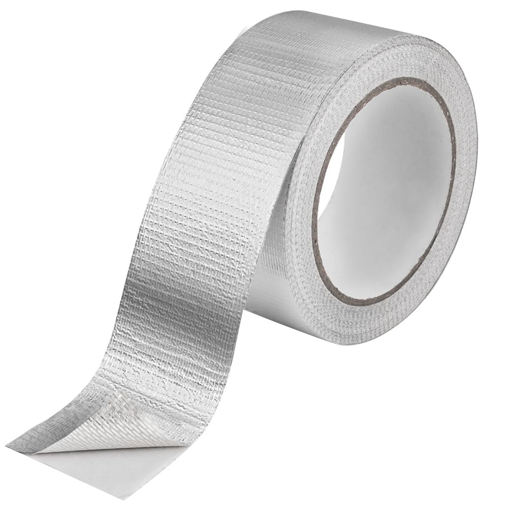 ANOMM Reinforced Aluminium Foil Adhesive Tape, Silver Tape Self-adhesive with Glass Fibre, Heat Resistant Tapes Water Resistance for Home Repair, Ducts, Insulation, Fixing, Industrial (50mm*20m)