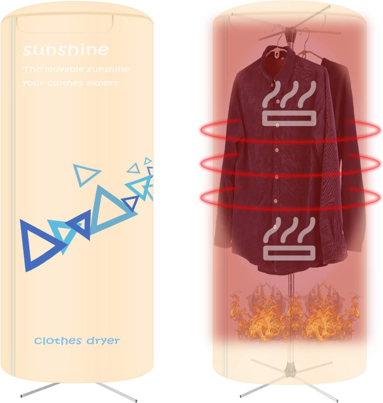 New Deal Portable Clothes Dryer, Foldable dryer for apartments, Travel Electric dryer machine with Power Failure Protection, 22-Pound Carrying Weight, Automatic Timer with 180 Minutes Maximum (Yellow)