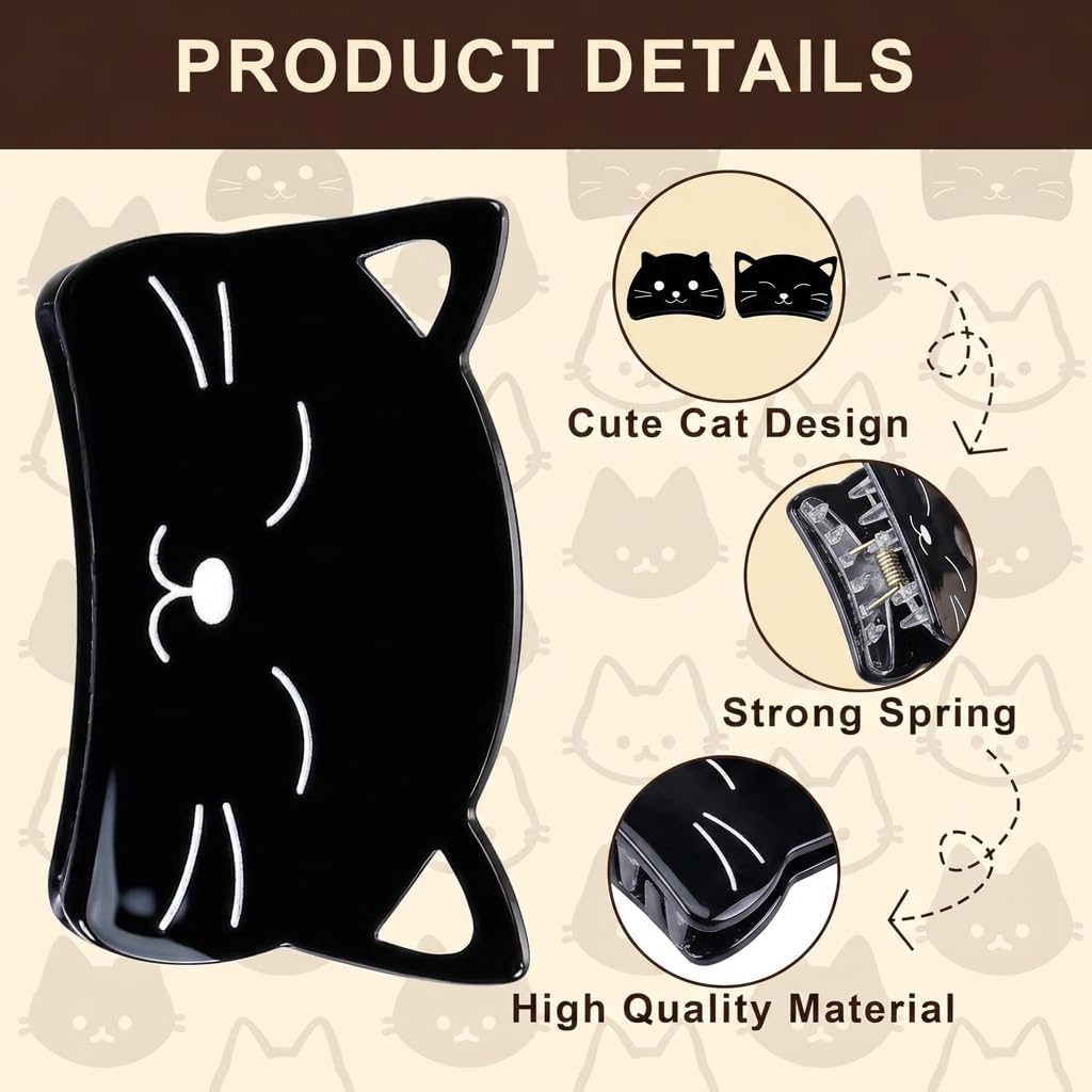 2 Pcs Cat Hair Clips Set, Animal Hair Clips, Cute Hair Clips for Women with Cat Claw Design, Claw Clips for Hair and Bangs, Pretty Hair Accessories for Daily Styling
