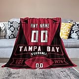 Tampa Bay Custom City Football Throw Blanket Personalized Name Number for Men Women Youth Kids Oversized Soft Flannel Blanket Decorative for Bedroom Living Room