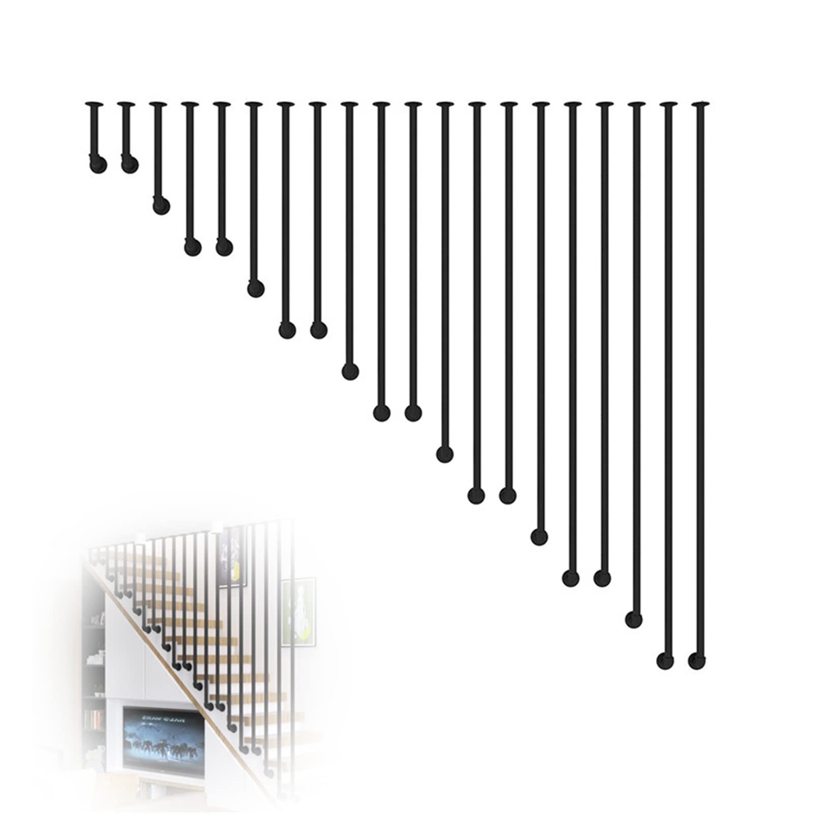 Meiiron Black L-Shaped Iron Handrail Stair Railing-Side Mounted Easy To Install Handrails For Outdoor & Indoor Stairs, Porch Deck Stair Handrail - 1 Pack Home Safety Banister Railing ( Size : 145Cm(4.7Ft) )